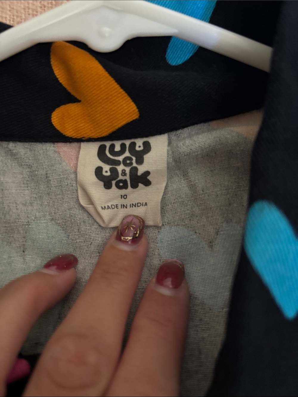 Lucy & Yak Black Jumpsuit with Multicolor Heart Pattern - Picture 3 of 3